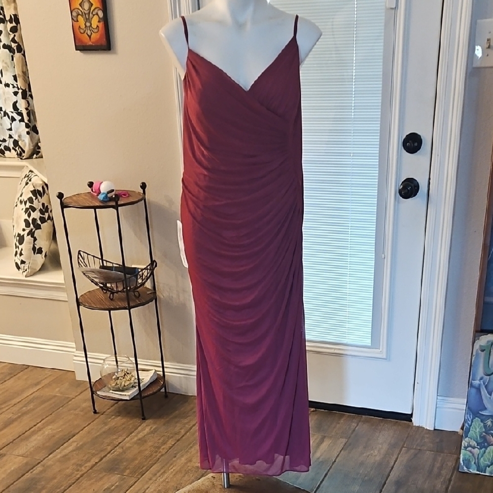 Azazie Red Ruched Maxi Dress Spaghetti Strap